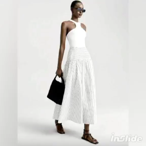 Elegant Full-Length Pleated Skirt with Elasticated Waist for Women AA
