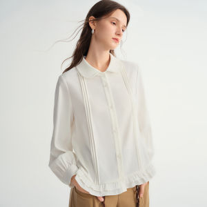 DUSHU | Plus Size Frilled Edge Ruffle Loose Fitting Easy-to-match Shirt
