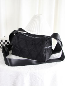 Korean Imported Waterproof Nylon Shoulder Bag Casual Crossbody Womens Bag Wide Shoulder Strap Rhombus Letter Fashion Fashion Bag