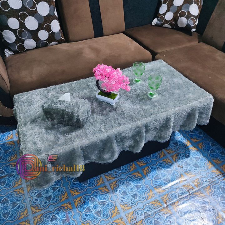 Taplak meja ruang tamu model rumbai bulu rasfur uk 100×50 cm 1 kg muat ...