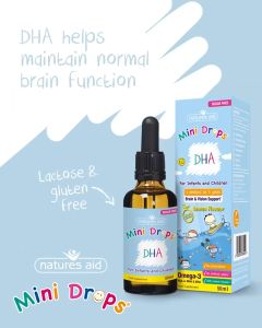 Vitamin DHA (50ml dạng giọt) bổ sung omega 3 cho bé từ 3 tháng tuổi tới 5 tuổi Natures Aid DHA Drops UK