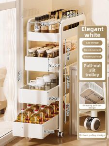 B&W | Multifunctional Mobile Extendable Multi-layered Storage Shelf
