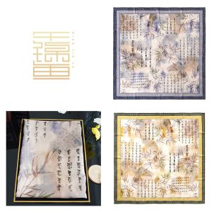 Double-Sided Silk Shawl Lightweight Smoke Purple Autumnal Heritage Floral Brocade Womens Gift Scarf Chinese Style Large Square