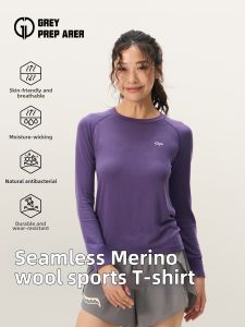 Seamless Merino Wool Quick Dry Yoga Top Long Sleeve Breathable Sports Shirt