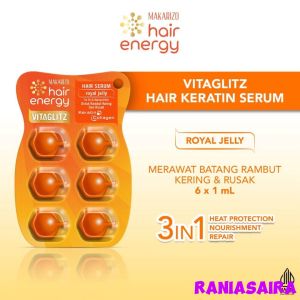 MAKARIZO Hair Energy Vitaglitz Hair Vitamin Keratin Serum 1ml X6 Rambut Rusak Rontok Patah Collagen