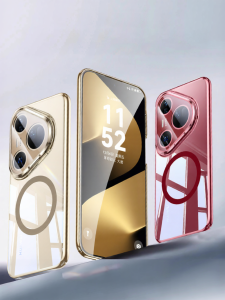 Ambrosi | Ultra-thin Clear Full Coverage Phone Case for Huawei Pura80 Ultra 80 Pro with Integrated Stand Drop Protection and Magnetic Feature