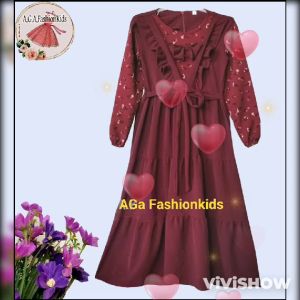 JENIE DREES 1 GAMIS ANAK BAHAN CRINGKLE PREMIUM MOTIP POLOS MIK BUNGA