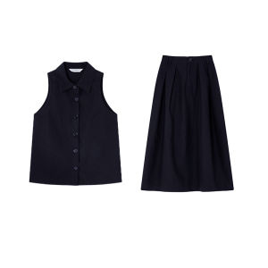 Áo Vest Cổ Polo Màu Trắng Và Chân Váy Chữ a Mùa Hè Cho Nữ Bộ Đồ Hai Mảnh Phong Cách Thường Ngày Thoải Mái Dễ Mặc