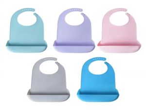 Silicone Adult Bib Waterproof Burp Cloth With Food Catcher Part For Disabled Adults Elderly Feeding