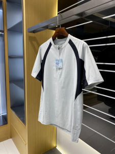 Retro Japanese Style T-Shirt Half Zipper Short Sleeve Moisture Wicking Quick Dry Color Block Outdoor Sports Top for Youth