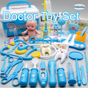 Oldlaiben Doctor Toy Set Dentist Kit Nurse Stethoscope Medical Box Childrens Role Play For Kids Gift