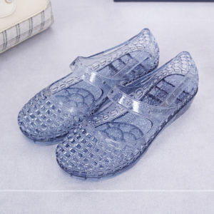 IELGY รองเท้าแตะคริสตัลนิ้วเท้าผู้หญิงฤดูร้อนระบายอากาศได้ดีรองเท้าส้นเตารีดกันลื่น