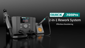 2 in 1 Soldering Station Quick 708Pro 709Pro Upgraded Hot Air Rework Station for Laptop/PC/PCB/BGA Repair Industrial Soldering Iron with Digital Display
