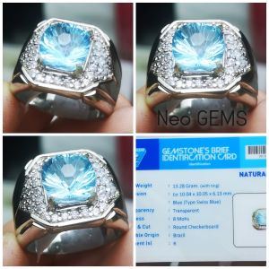 Cincin batu natural permata topaz Swiss cushion costum top quality