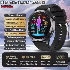 Nursing level New Health Monitor Smart Watch Men ECG+PPG Uric Acid Blood Pressure Blood Oxygen Heart Rate Sports HD Call Watches