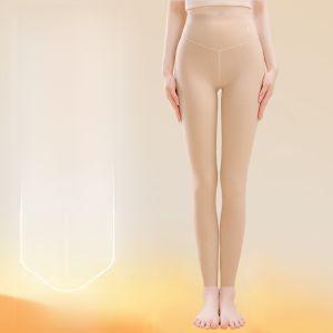 MiiOW | Warm High Waist Cashmere Tights Womens Winter Inner Wear Fleece Lined Thermal Fiber Long Pants Regular Thickness Pure Color