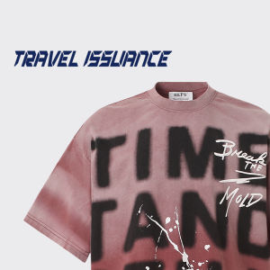 Travel Issuance Oversize Loose Sleeveless T-Shirt Street Hip Hop Lettering Time Stop Short Sleeve round Neck Cotton Tee