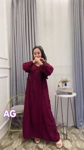 Daster Sora Deluxe Plain Dress Rayon Terbaru 2025 Gamis Lengan Panjang Ld110