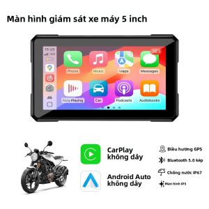 Màn Hình Xe Máy 5 Inch Màn Hình IPS Chống Nước Với CarPlay Không Dây Android Auto Bluetooth Cho Harley Yamaha Kawasaki