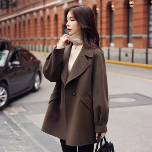 Caramel Double-Sided Cashmere Coat Womens Mid-Length 2025 New High-End Autumn Winter Small Size Woolen Suit Outerwear