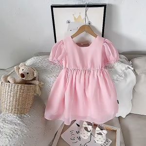 2-9 years old Children Kids Pink Sweet Girl Shimmer Big Bow Party Dress