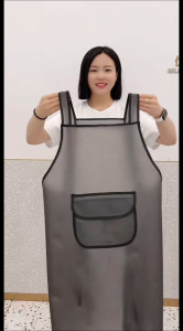 Black PVC Waterproof And Oil Resistant Transparent Apron For Men And Womens Kitchen Restaurant Bar Coffee Shop Work Uniform