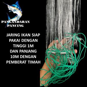 jaring ikan siap pakai panjang 10m tinggi 1m pemberat timah jaring kambangan jaring pukat jaring ikan murah