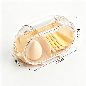 Dustproof Beauty Sponge Storage Box with Lid Divided Makeup Blender & Powder Puff Organizer for Vanity Desk