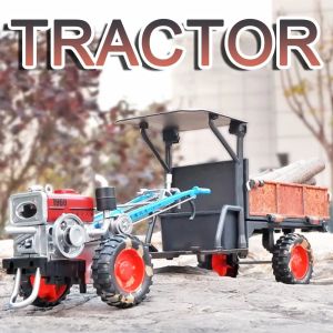 1:24 Miniature Retro Tractor Model Toys Alloy Diecast Agricultural Vehicles Sound Light Rubber Tires Ornament Models Kids Gifts