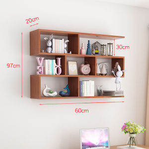 Wall Shelf Creative Bookshelf Wall-Mounted Storage Wall Cupboard Room Hanging Wall Bookcase Solid Wood Punch-Free