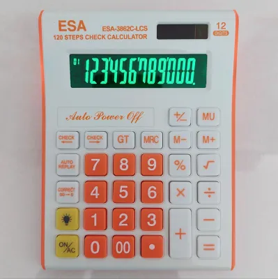 Kalkulator LCD LED Calculator Dagang Check Correct 12Digits Original ESA 3862Lcs