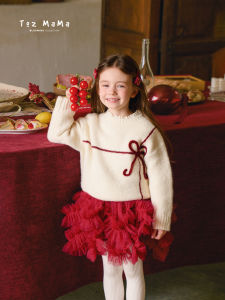 toz mama | 3D Bow Design Baby Girl Sweater Skirt Set