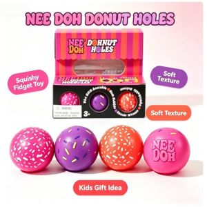 Needoh Dohnut Holes Squeeze Balls Dough Filled Sensory Therapy Toy Relieve Anxiety Pocket Fingertip Pressure Relief Gift
