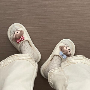 รองเท้าแตะผ้าลินินฤดูร้อนสำหรับผู้หญิงในบ้าน รองเท้าแตะพื้นนุ่มกันลื่น สไตล์ญี่ปุ่น สวมใส่สบาย ผลิตจากผ้าฝ้ายและผ้าลินิน