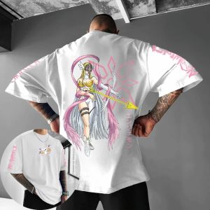 Digimon Adventure Anime AngewomonT-shirt Summer New Mens and Womens Y2K Loose Casual Harajuku Versatile Short Sleeve Top