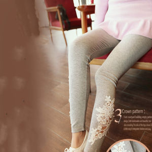 Leggings For Women Plus Large Size Modal Cotton Lace Crochet Decoration Tight Treggings Pants Plus Size 7XL 6XL 5XL XS Black Grey