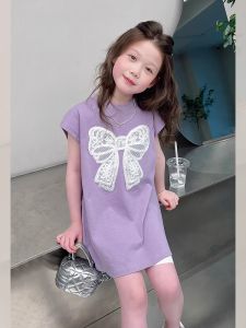 High-End Lyocell Girls Dress Trendy Vest Skirt Large Childrens Princess Dress Summer New Arrival Cotton Blend Fabric Korean Style
