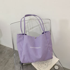 Trendy Large Capacity Canvas Tote Bag Womens 2025 New Style Handheld Shopping Bag Single Shoulder Bag Korean Style Soft Handle