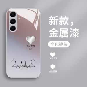 Samsung A56/A55/A54/A53 5G Elegant Temp Glass Phone Cover Full Protection Luxury Mens Style Clear Flame Heart Design Shockproof Case