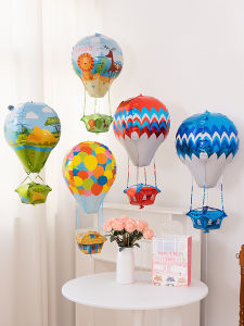 4D Floating Hot Air Balloon Decorations for Kids Living Room Display Window Cartoon Style Non-Degradable Aluminum Foil Balloons