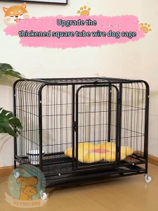 Dog Cage Large Dog Cages Heavy Duty Large Square Tube Dog Cage Indoor Metal Cage Dog Crate With Wheels And Poop Tray