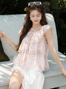 MEIZISHULE | French Lace Layered Sleeves Top