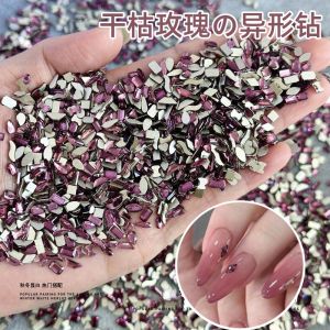 Autumn Winter New Style Dry Rose Nail Art Small Flat Bottom Fancy Diamond Super Shiny Crystal Glass Nail Mixed Decorations