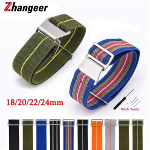 Zhangeer Vòng đeo tay dây đeo cổ tay dây đeo đồng hồ bằng ni lông co giãn 18mm 20mm 22mm 24mm Đồng hồ dạng lắc tay mềm thông dụng thoáng khí phụ kiện khóa đồng hồ gấp với dụng cụ