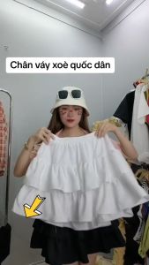 Chân váy xòe Bigsize Nữ hai tầng chất vải lụa chéo mềm min lót quần bảo hộ 58-95kg - CV XOE