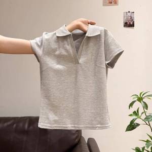 DVDK | Stylish and Youthful V-Neck White Womens Polo Shirt