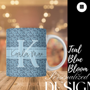 Personalized Mug-Teal Blue Bloom Limited Edition