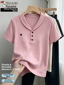 TUCANO | Collar Short Sleeve Solid Color Womens Polo Shirt Versatile