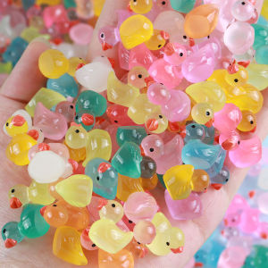 100/50Pcs Yellow Ducks Luminous Duck Ornament Miniature Figures Tiny Duck Micro Fairy Garden Landscape Fairy Garden Home Decor