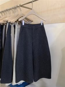 Quần Ống Đứng Kẻ Caro Cạp Cao Rộng Rãi Cho Nữ Quần Ống Rộng Thoải Mái Mùa Thu Đông Quần Dài Đến Mắt Cá Chân